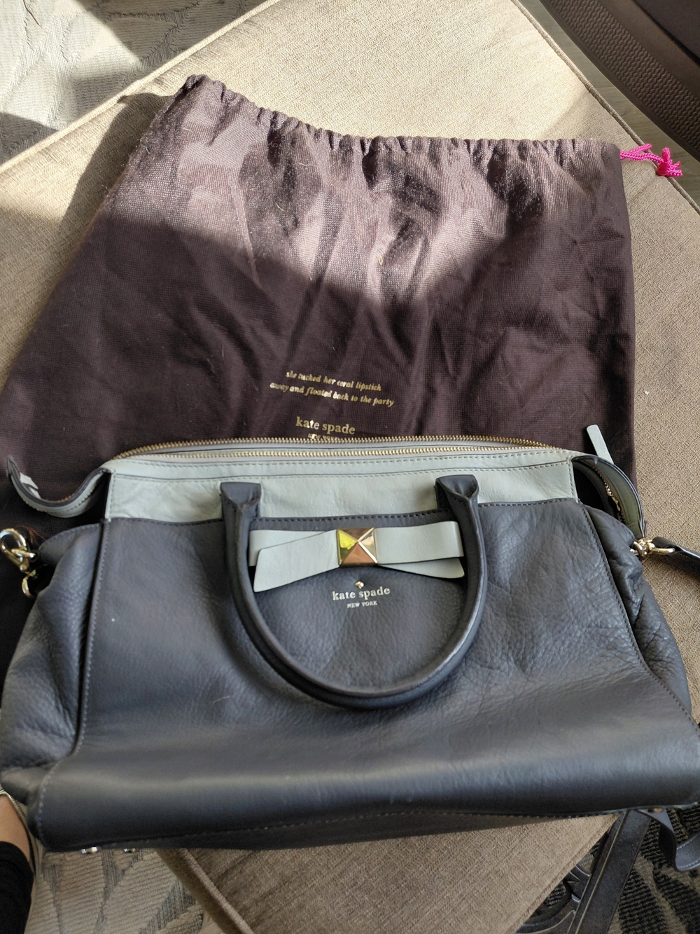Kate Spade Black Leather Bow Satchel